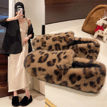 豹纹毛毛鞋女秋冬外穿2025年新款韩版时尚玛丽珍加绒豆豆棉鞋女