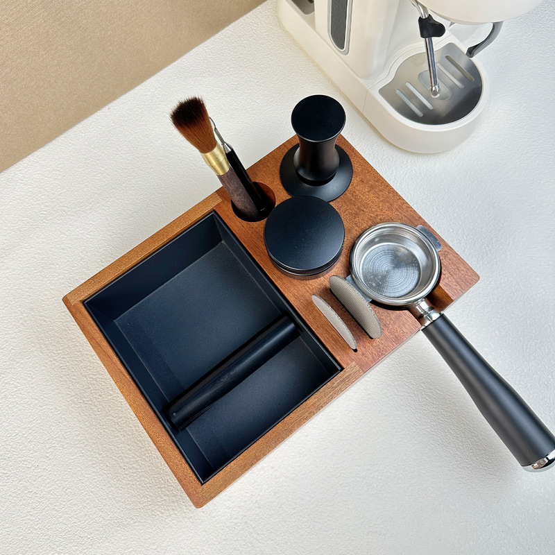 Solid Wood Multifunctional Dregs Box Coffee Grounds Bucket Knock Powder Bucket Espresso Handle Bracket Press Powder Seat 58mm51mm