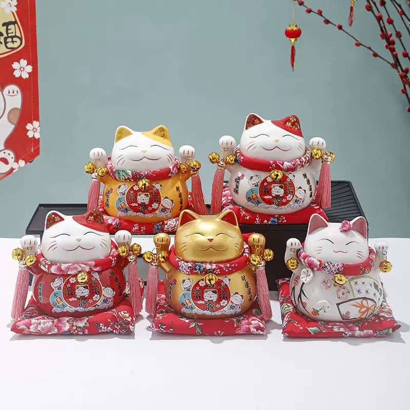 招财猫摆件大小号家居陶瓷存钱罐创意开业礼品客厅收银台储蓄罐