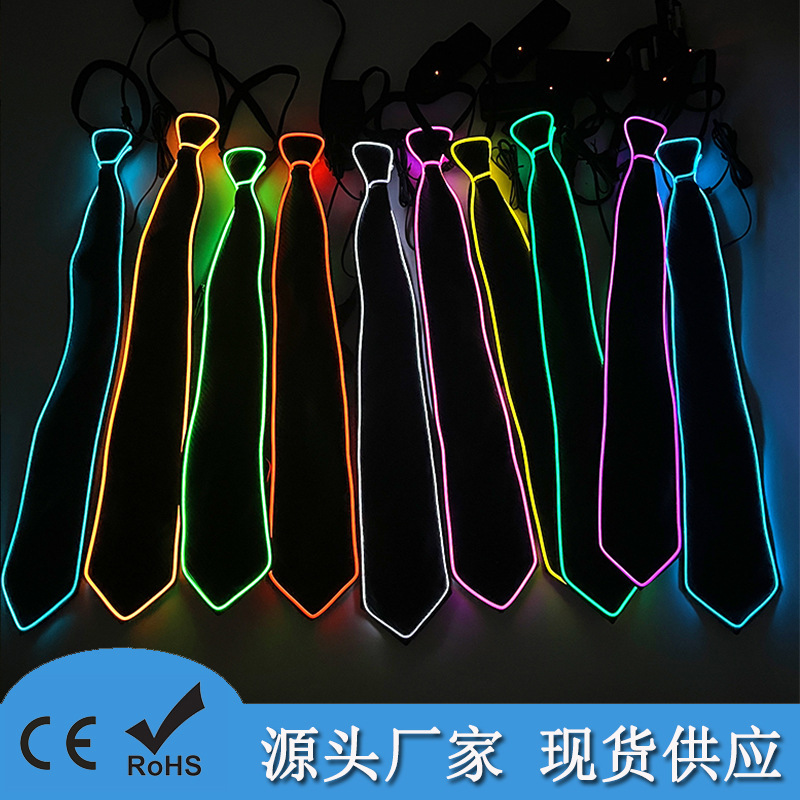 Corbata luminosa EL suministros para Halloween fiesta LED corbata brillante luminiscente al por mayor