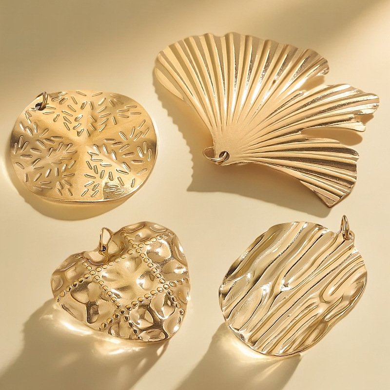 Acero inoxidable 18K oro ligero oro color material diy joyería hojas de flores hechas a mano marcadores colgante colgante