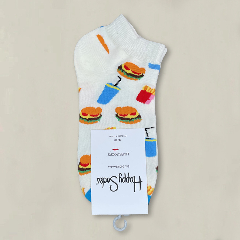 HappySocksハイスキンのショートソックスの漫画の浅い口の低い女性のスウェーデンのファッションのタイプのソックスの春夏のカラー