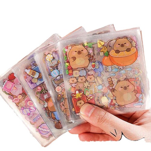 Capybara Stickers PET Waterproof Stickers Cute Cartoon Girl Character Water Cup Decoration Sanrio Diary Planner Stickers