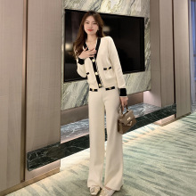 冬季新款时尚百搭休闲运动显瘦 两色针织套装女