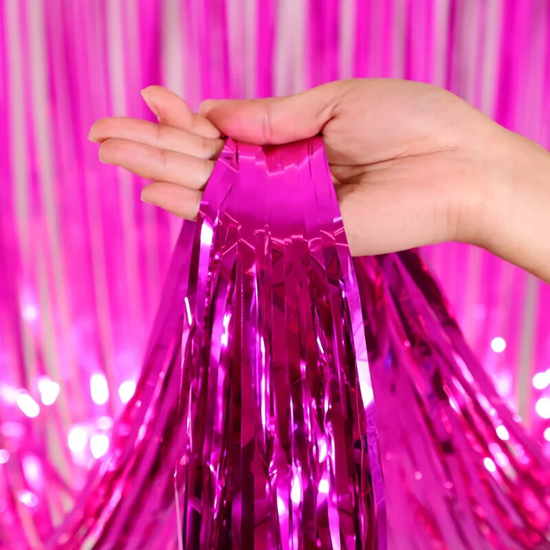 Decoración de bordillo cortina de seda de lluvia fiesta de cumpleaños boda fondo pared decoración de diseño brillante cuadrado cortina de seda de lluvia bordillo