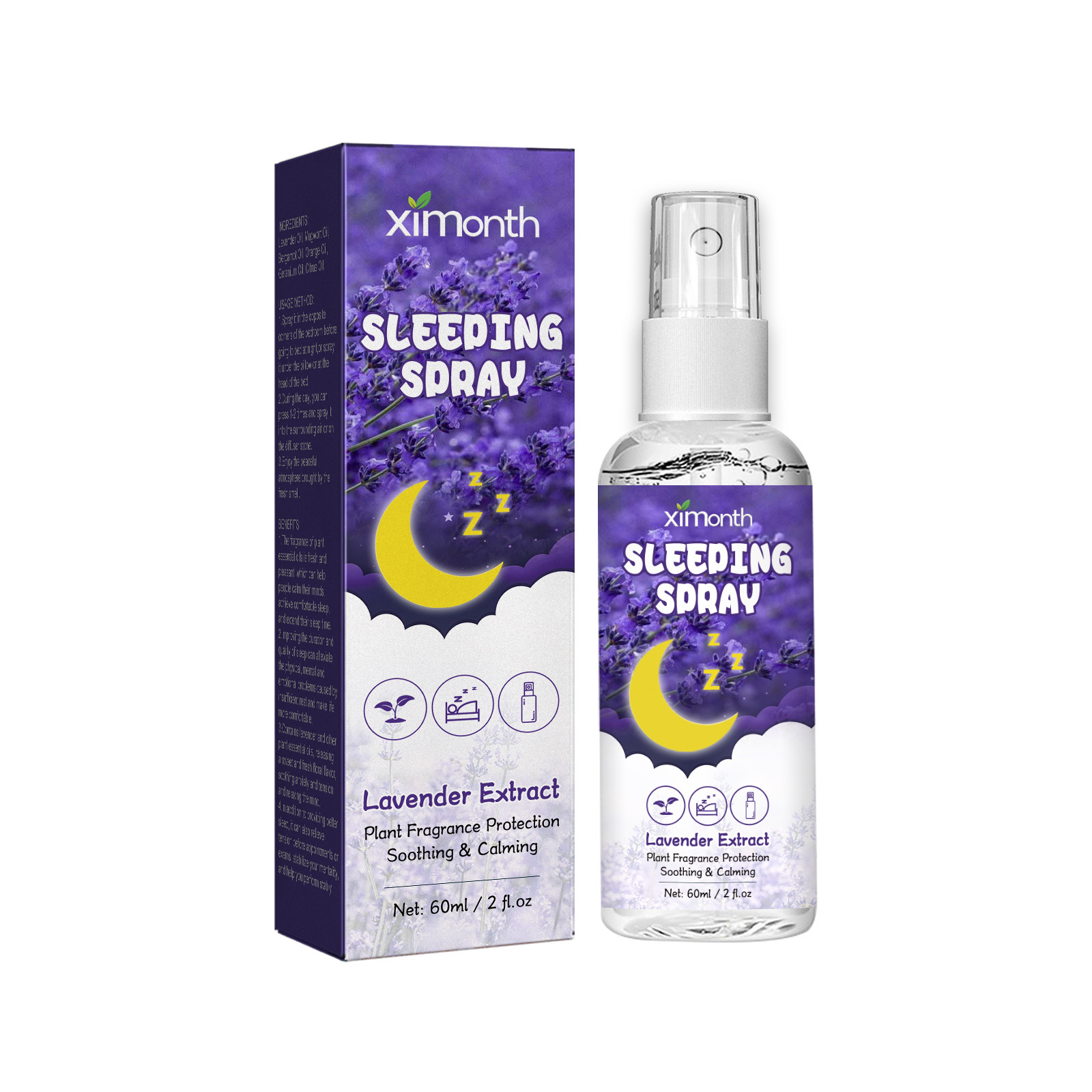 Ximonth Lavender Sleep spray Soothes the nerves, hypnotizes and sleeps, relieves insomnia and sleeps at ease spray