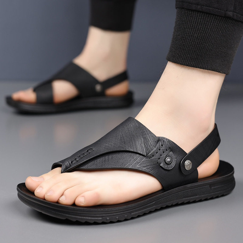Dép xỏ ngón nam quai ngang phong cách thời trang, dép đi biển chống trượt hai công dụng — CS2696 Màu đen, CS2696 màu xám