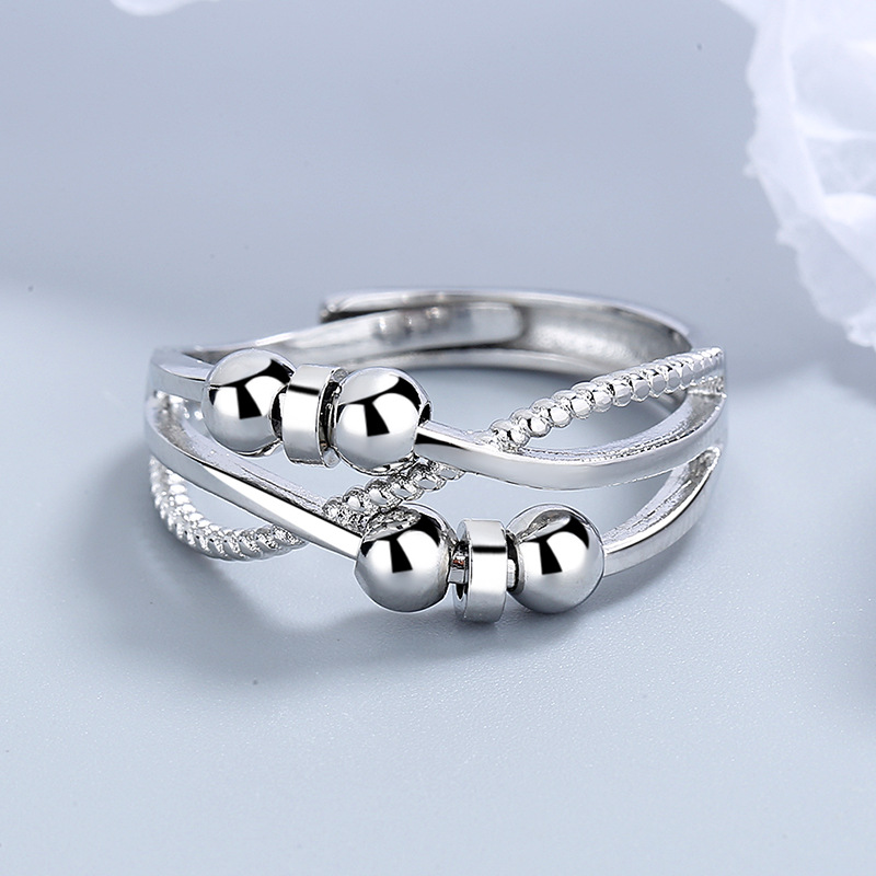 Carlyle moda inteligente de Europa y América personalidad simple de doble capa Cruz bobina nicho anillo giratorio joyería femenina al por mayor