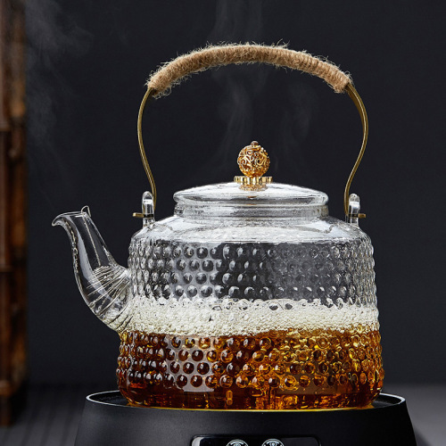 Hammered-Texture Thickened Dongtian Kettle Ceramic Stove Teapot High-Borosilicate Kung Fu Handle Glass Teapot