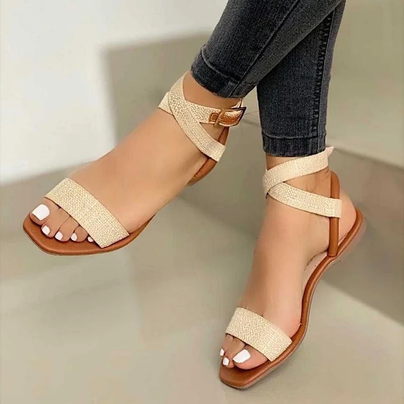 Summer Mouth Fish 2021 New Women's 40-43 Large Size Casual Sandals Flat Shoes_voghion.com