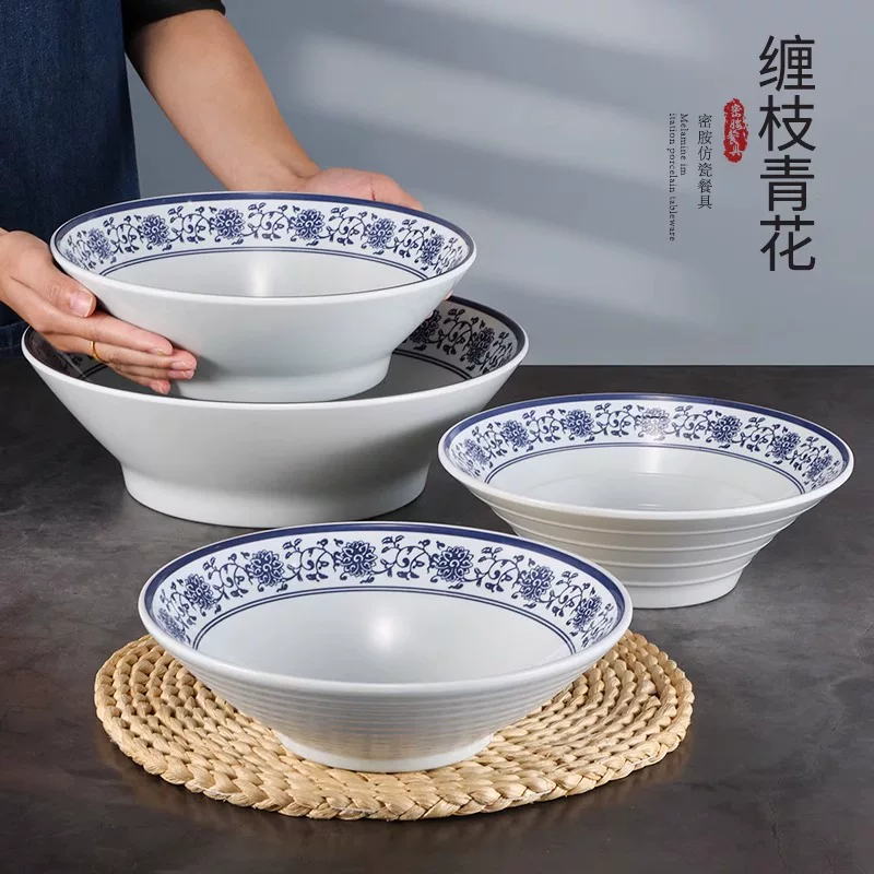 Меламиновая миска для рамена imit porcelain синяя/ porcelain шапка открытая пластиковая большая миска для супа коммерческий улитка лапша маоцай острый халат