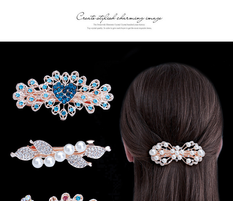 Koreanisches Haar-Accessoire mit Strass-Schleife, einfache Haarnadel für Erwachsene, Perle, horizontaler Clip, Pferdeschwanz-Clip, Top-Clip, Federclip, klein_voghion.com
