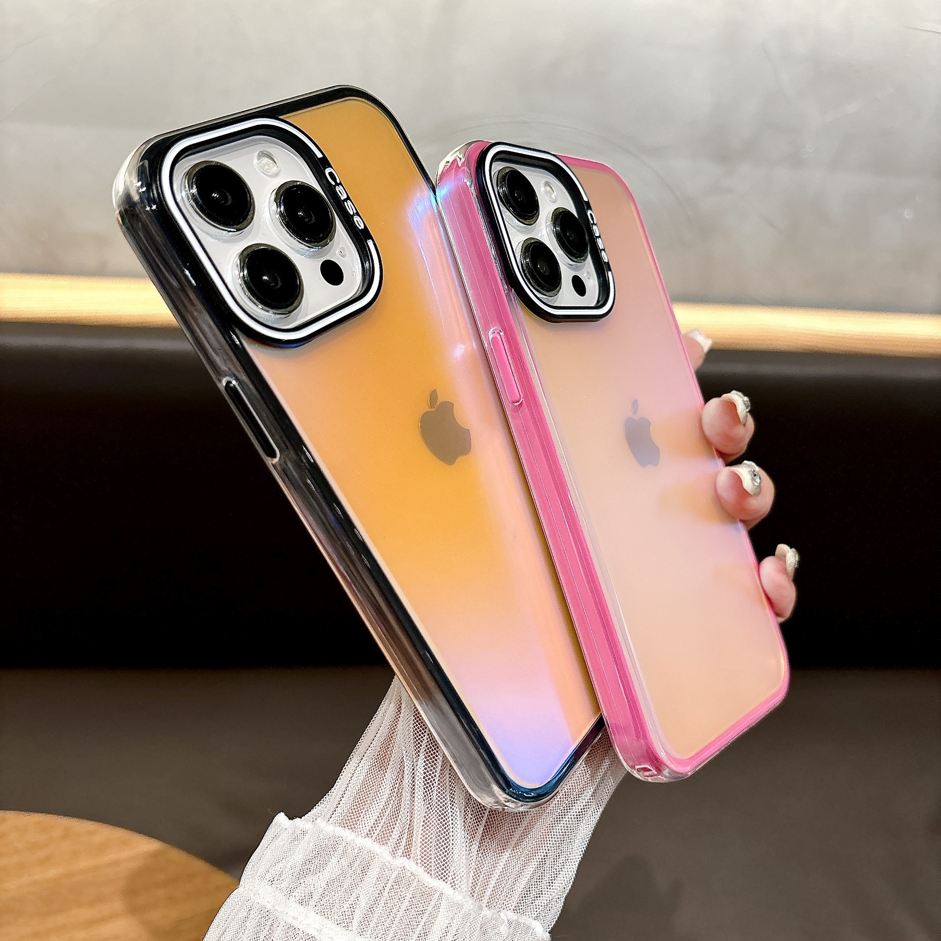 Aplicable a Apple 16 colores tridimensional linda funda para teléfono móvil iPhone15Promax cubierta protectora de punto de onda de ventana galvanizada