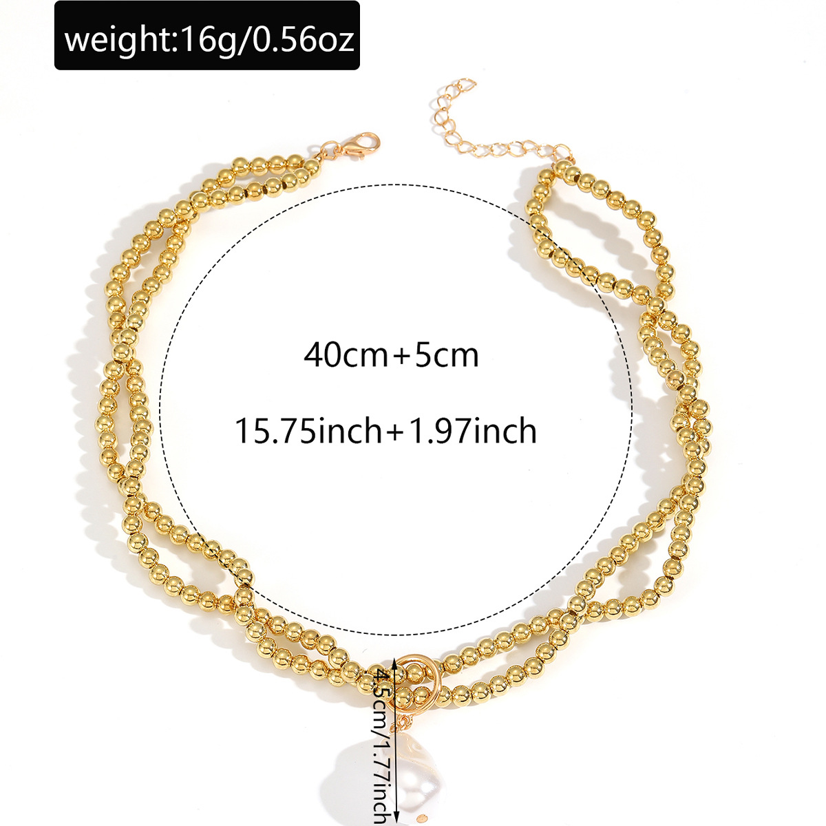 Retro Imitation Pearl Water Drop Pendant Necklace In Gold Tone_voghion.com