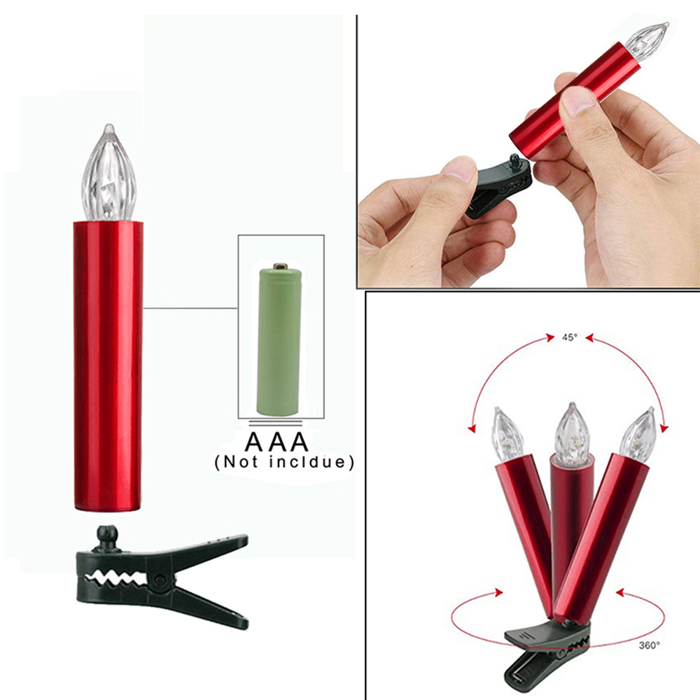 LED electrónica luz de la vela roja con clip de sincronización decoración del árbol de Navidad vela simulación control remoto luz de la vela al por mayor