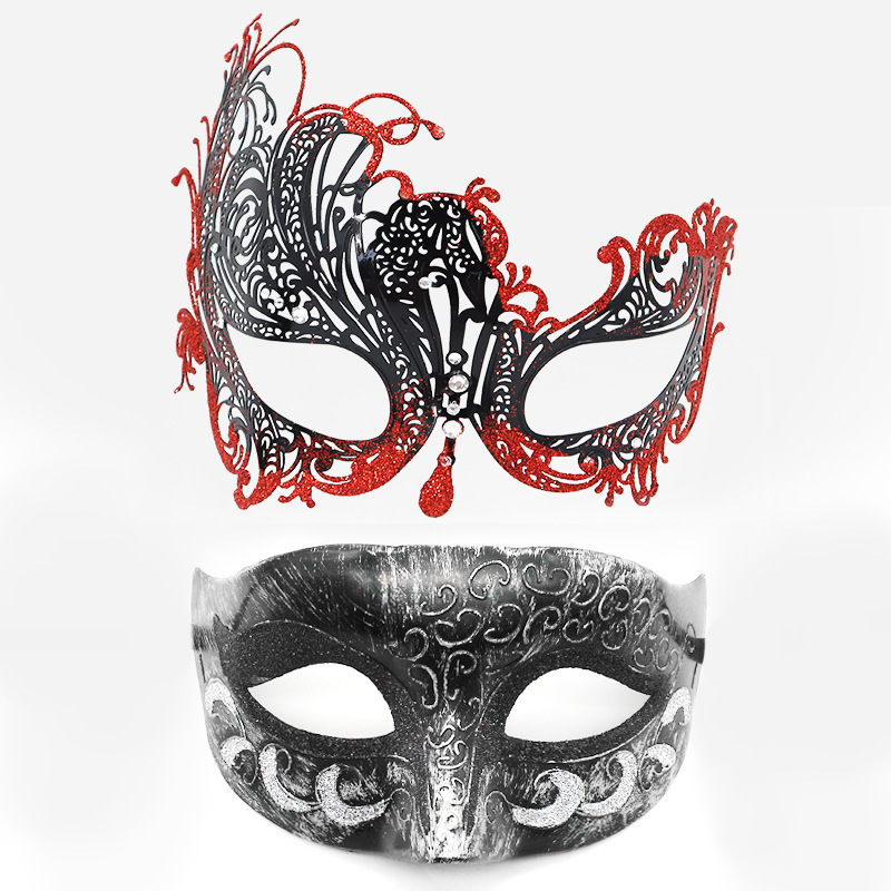 Amazon pop carnaval pareja máscara de baile de maquillaje hombre venecia máscara de halloween mitad cara pintada