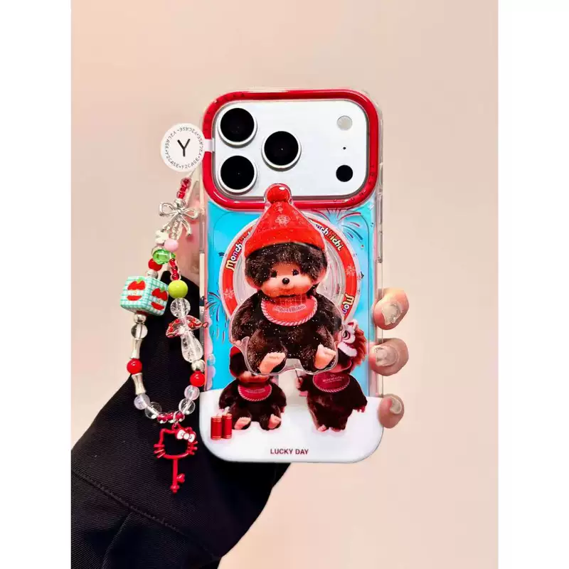 เคสแม่เหล็ก·ลายแสงออโรรา ไฟพราวพลุ น่ารัก Monchhichi Imd เคสโทรศัพท์เหมาะสำหรับ iPhone 17, 16, 15, 14, 13