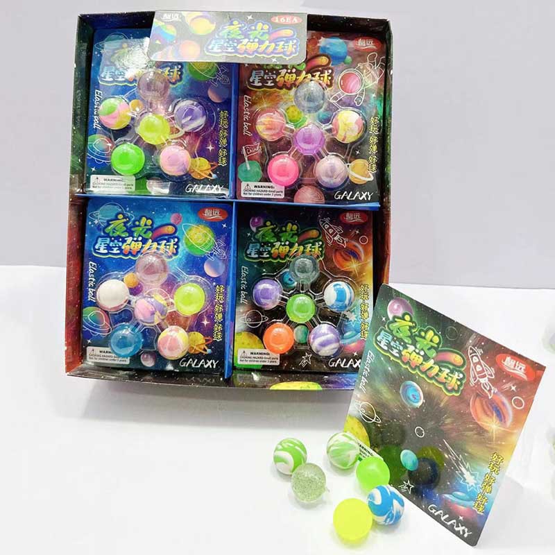 Luminous starry sky bouncing ball bouncing ball children bouncing ball rubber solid student kindergarten toy stall wholesale