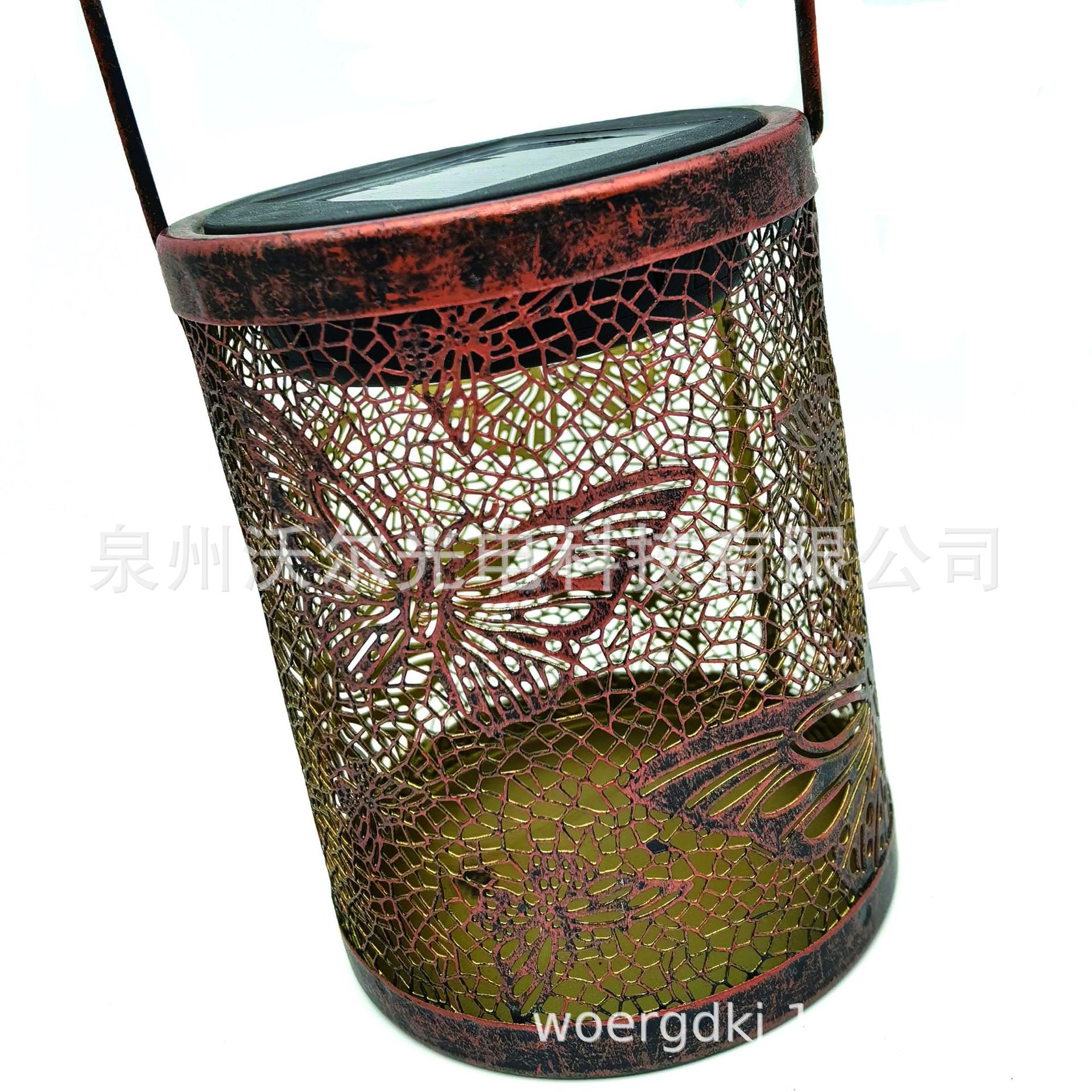 热销亚马逊跨境LED蝴蝶镂空太阳能灯笼花园庭院装饰灯 铁艺投影灯