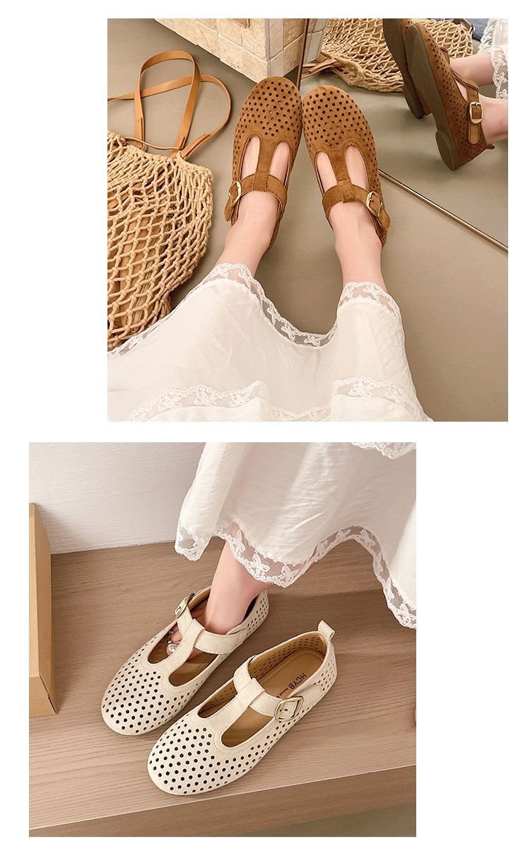 French-style Mary Jane For Women, 2026 Summer Collection, Round Toe, Shallow Cut, Hollowed-out, Breathable, Comfortable,_vogvips.com