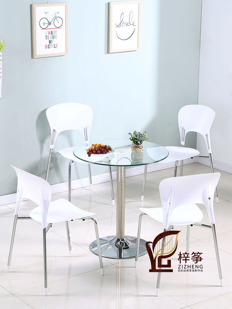 玻璃圆桌简约现代玻璃桌子圆钢化玻璃咖啡桌飘窗小桌子茶几洽谈桌