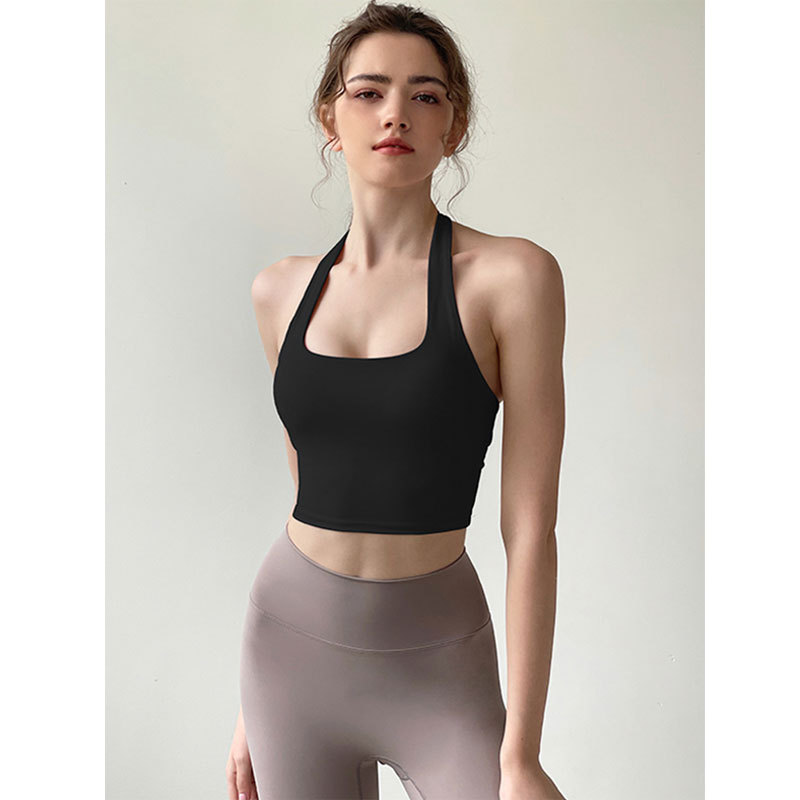 Halter Neck Outdoor Morning Run Casual Sports Quick-Dry Vest For Women Summer Push-Up Shaping Yoga Wear Pure Desire_voghion.com