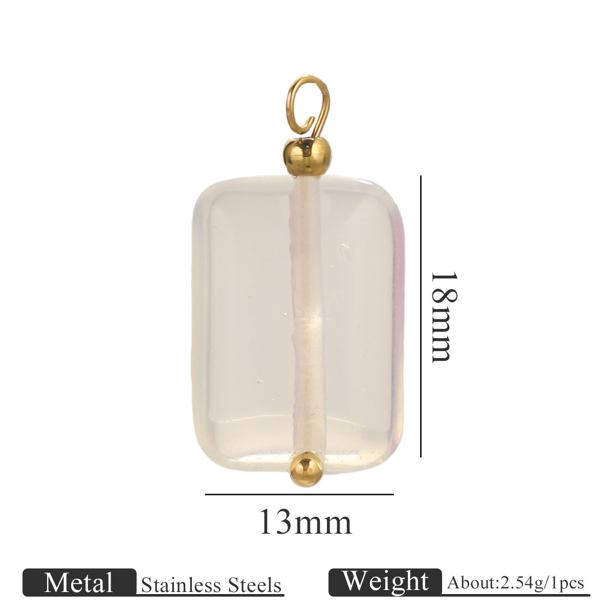 Piedra natural de acero inoxidable hecha a mano colgante colgante cuadrado DIY collar pendientes pulseras joyas accesorios al por mayor