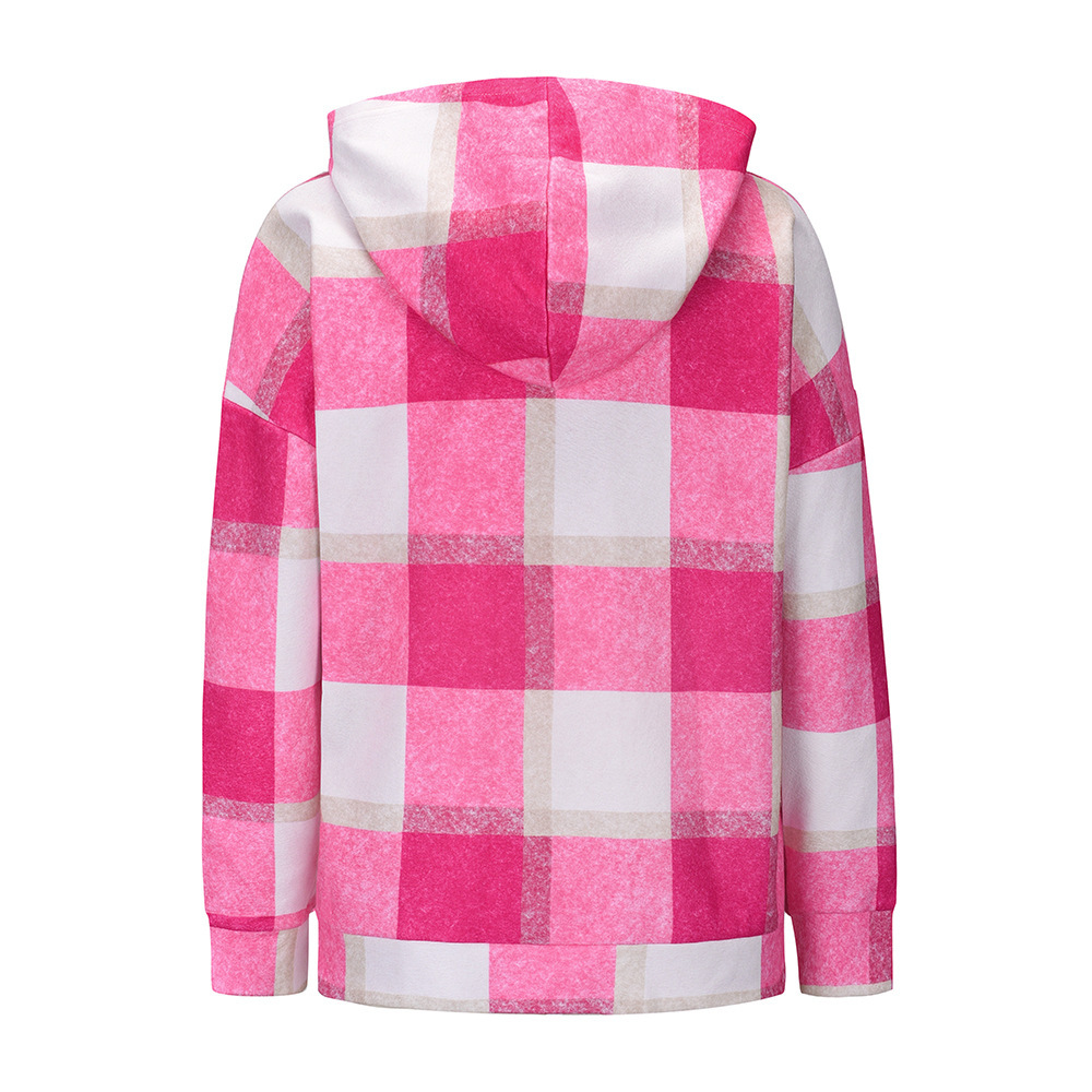 women s loose plaid woolen multicolor hooded jacket nihaostyles clothing wholesale NSXPF72447