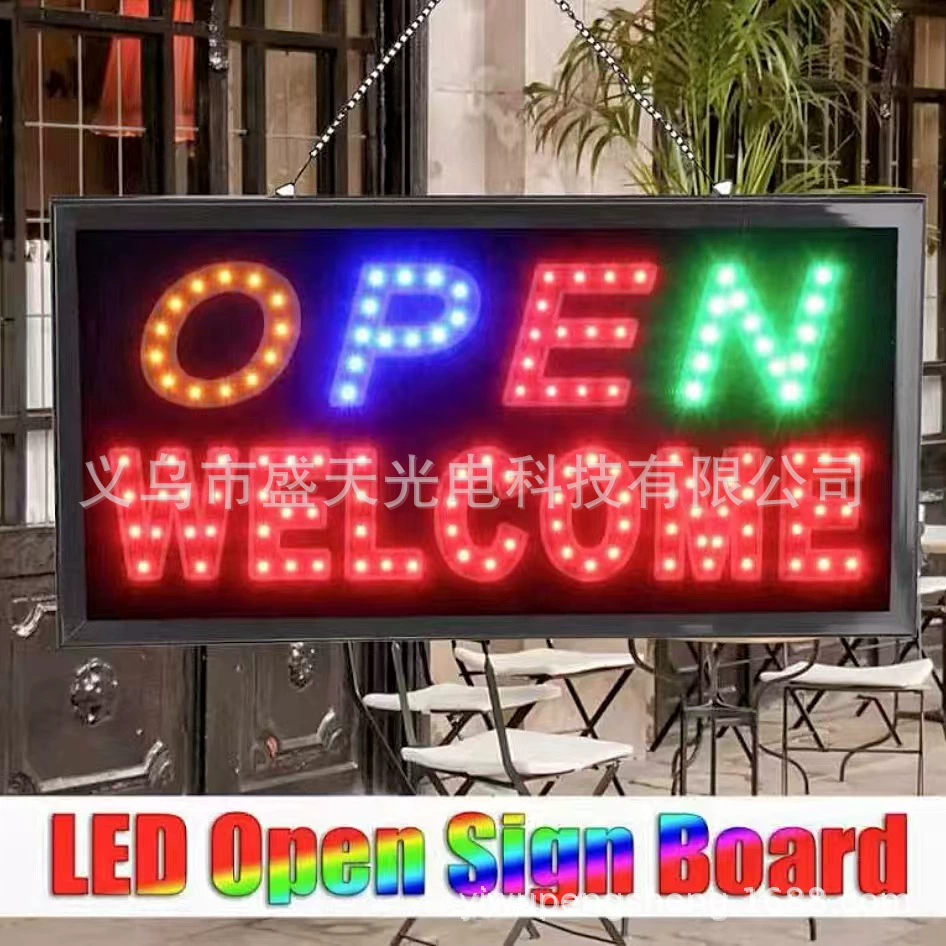 Светящее слово витрина красочная мигает вывеска светодиодный рекламный щит цветное фото OPEN WELCOME LED S