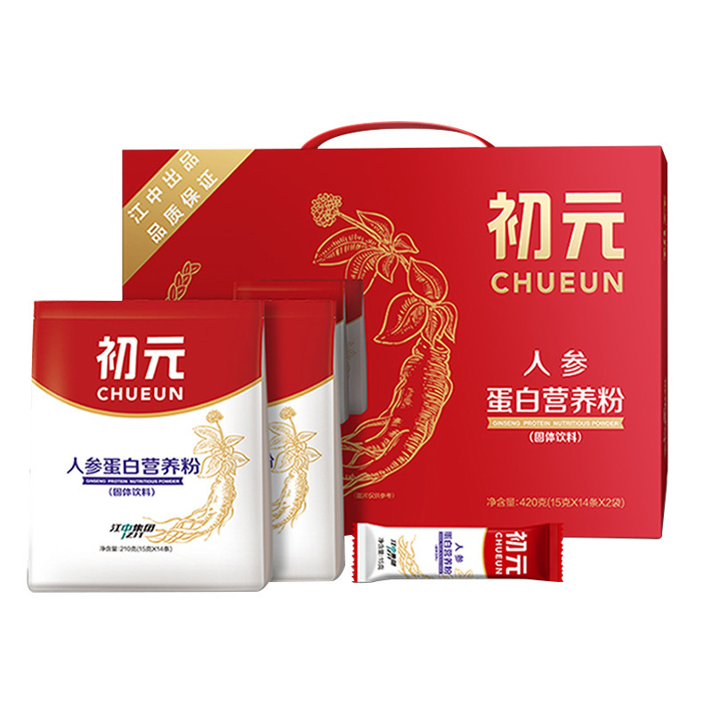 Jiangzhong Chuyuan Ginseng Protein Powder Gift Box Postoperative Nutritional Powder for Middle-Aged and Elderly People 420g (15g*14 Sticks*2 Bags) Jiangzhong Chuyuan Ginseng Protein Powder Gift Box Postoperative Nutritional Powder for Middle-Aged and Elderly People 420g (15g*14 Sticks*2 Bags)