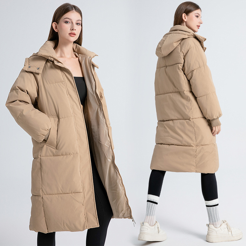 Foreign Trade Long Over-The-Knee Cotton Coat, Thickened Mid-Length down Cotton Jacket for Women, 2024 Winter New Korean Version Loose Puffer Coat Foreign Trade Long Over-The-Knee Cotton Coat, Thickened Mid-Length down Cotton Jacket for Women, 2024 Winter New Korean Version Loose Puffer Coat