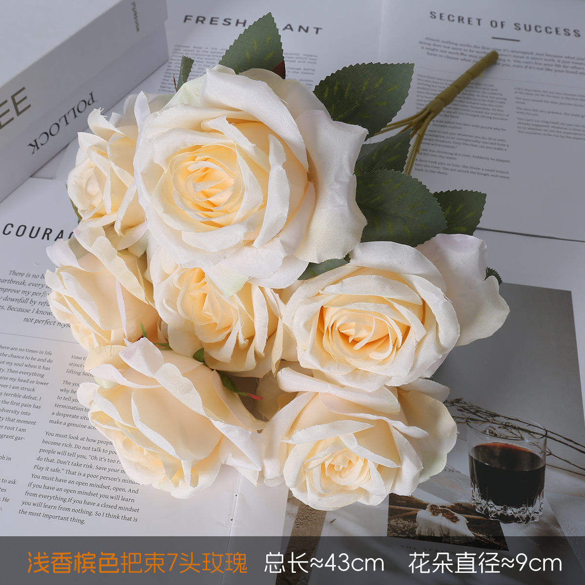 Simulación de 7 flores falsas de rosa princesa escritorio sala de estar DIY decoración de la habitación de bodas de mano accesorios de fotografía de flores