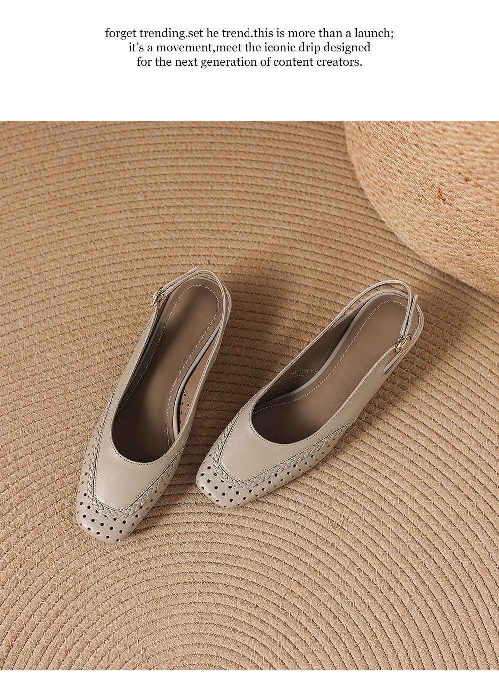 Sandal nữ gót thấp 3.5cm da cừu dệt mũi vuông kiểu Pháp quai một dây — đen chi tiết 21