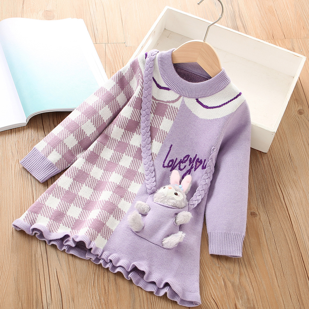 Robe pull pour filles, nouvelle collection automne/hiver 2022, lapin de dessin animé mignon, à la mode, édition coréenne_voghion.com