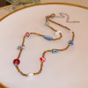 Woven necklace from pearl, design fashionable summer chain for key bag , 2024 years, Korean style, trend of season