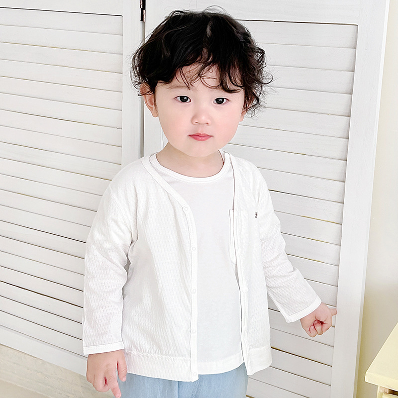 Ropa solar infantil de verano ropa delgada de algodón Cardigan chaqueta de aire acondicionado para niños niñas chaqueta de bebé image 7