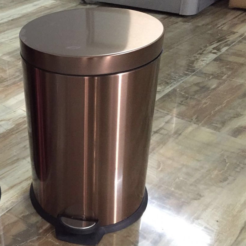 Botella de basura de acero inoxidable gruesa 5L8L12L tipo pie cubierto con tubo interno hotel oficina en casa Wei Rong primavera