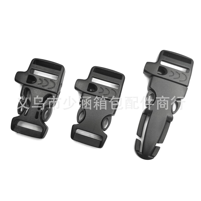 Factory direct supply 16~25mm high quality plastic whistle buckle outdoor camping survival buckle shaped buckle wholesale