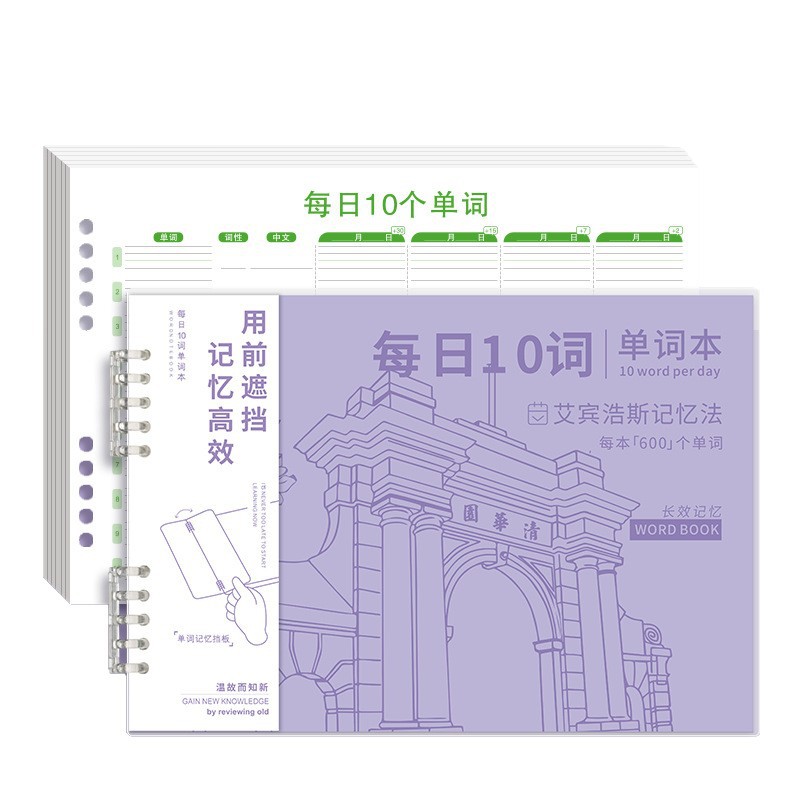 El libro de memorias de palabras de Inglés de Ebenhaus, el libro de memorias de estudiantes, el artefacto de memoria, la curva de memoria olvidada, el libro de cálculo tácito.