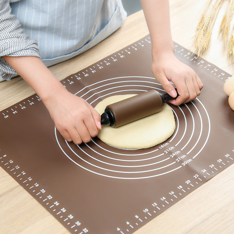 Large Silicone pad Dough mat household baking panel Chopping board rolling pin suit