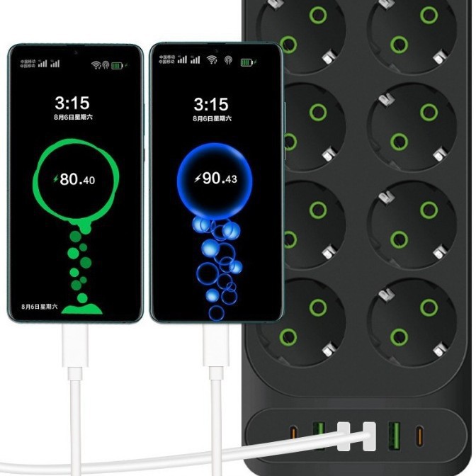 Enchufe de línea de comercio exterior con 4 puertos USB, 2 puertos TYPE-C, 10 conectores