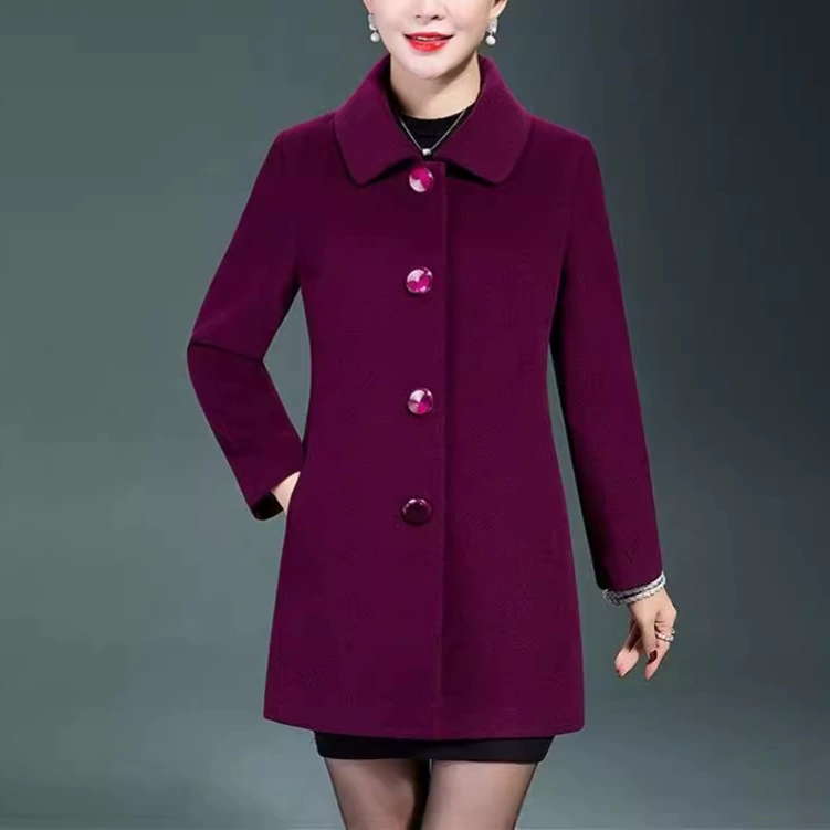 Woolen coat long demi‑season jacket, mid‑length, increased thickness, slim fit, sizes S–4XL