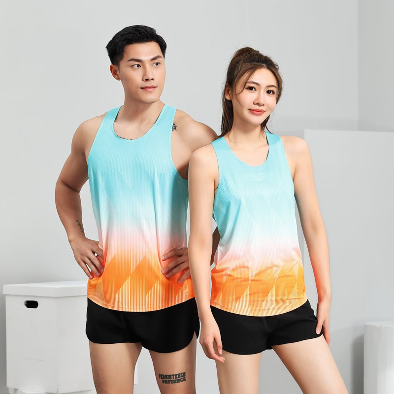 新款田径训练服套装男女款跑步马拉松比赛队服短跑运动服上衣|undefined