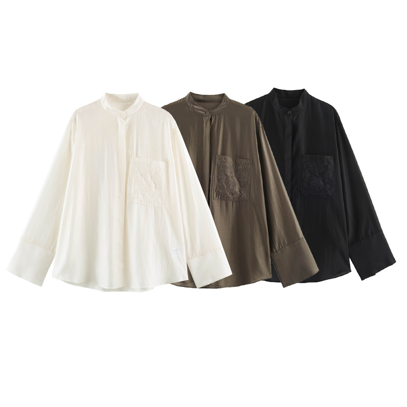 Export order! 2026 Autumn New Collection: Simple Embroidered Pocket Shirt 4786284