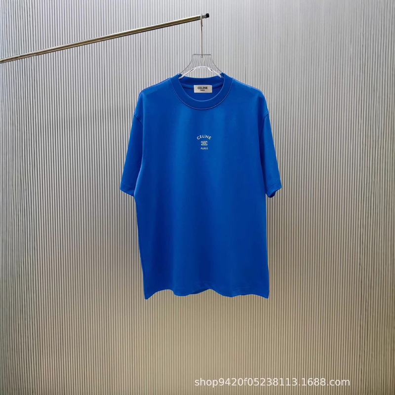 2026 Summer New Style C@Eli Letter Logo Embroidered Pattern Round Neck Short-Sleeved T-Shirt for Men and Women, One Piece Wholesale