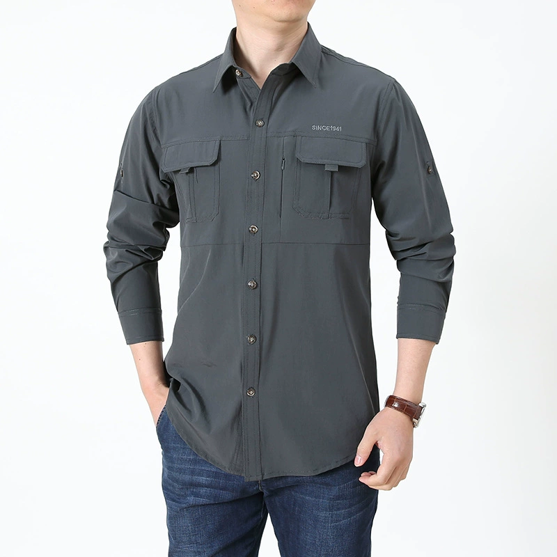 Трансграничный AliExpress с короткими рукавами рубашка мужская летняя наружная рубашка мужская скоростная сушка новая рабочая одежда Amazon