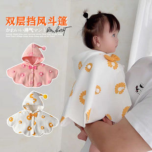 Baby Cloak Thickeneded Autumn and Winter Clothing Newborn Girl Baby Going Out Windproof Quilt Warm Princess Kidsren's Small Shawl