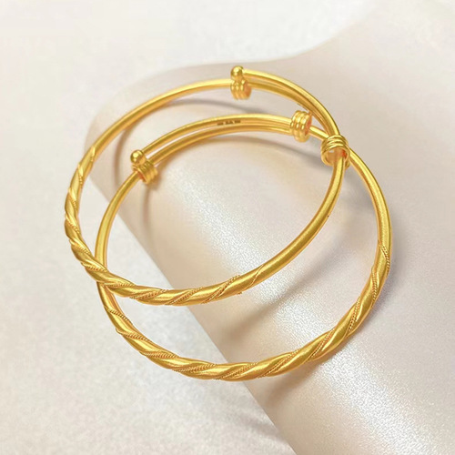 Gold-plated Sand Beads Bracelet 4N Crochet Women's Style Copper with Gold-plated Inheritance of Ancient Techniques Unique Design Wholesale