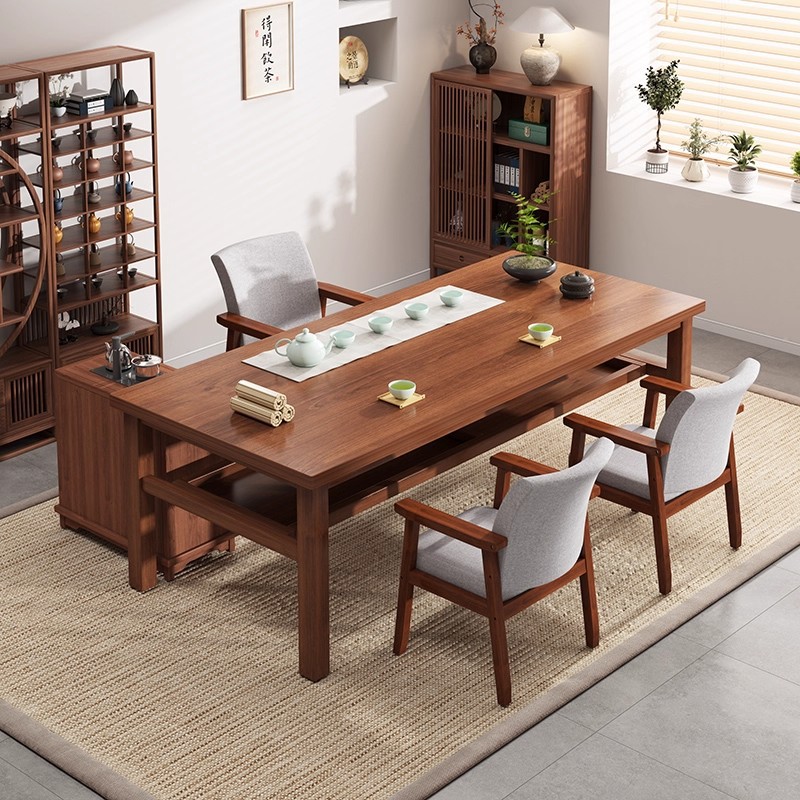 Mesa y silla de té de madera sólida combinación de mesa de té de estilo chino simple sala de estar mesa de té doméstica mesa de té balcón mesa de té