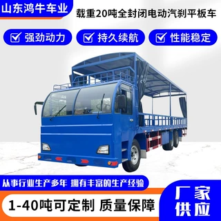 定制全封闭电动平板车四轮拉货车载重货物运输带顶棚电动平板车